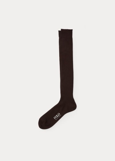 Calcetines Polo Ralph Lauren Hombre Marrom - Solid Rib Over the Calf - UEJVL6478